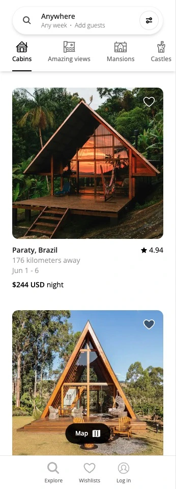 Imagem do clone do site do Airbnb